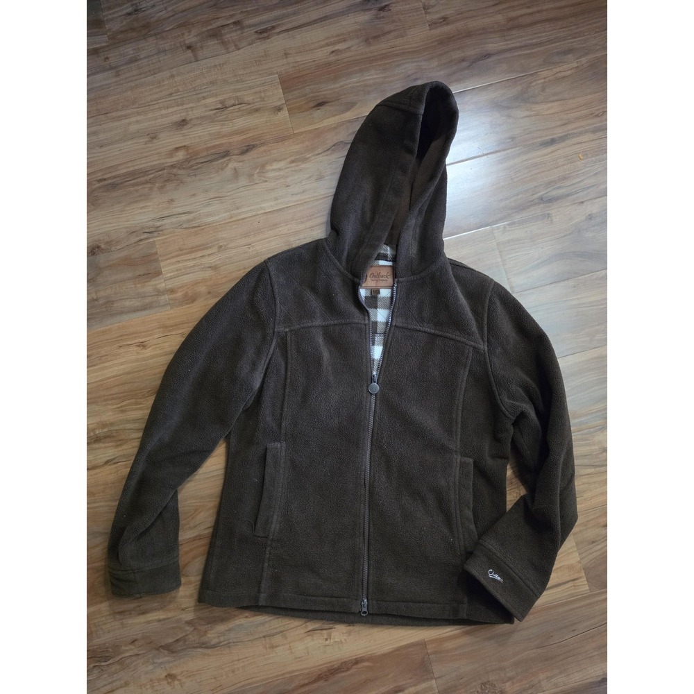 Outback Trading Company Jacket Mens Medium Brown Fleece Hooded WindBreak Lined